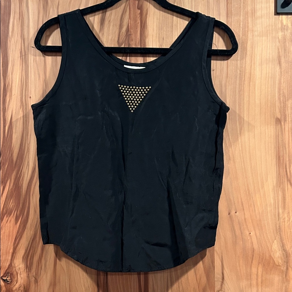 Vintage Black Sleeveless Top with Gold Accents